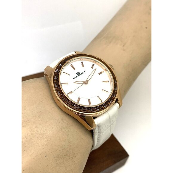 Oceanaut Women\'s Watch OC1413 Quartz Rose Gold White Dial Leather Band 40mm main image 13